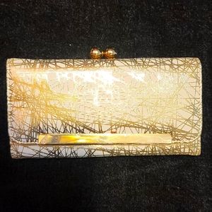 Brand new gold white wallet clutch